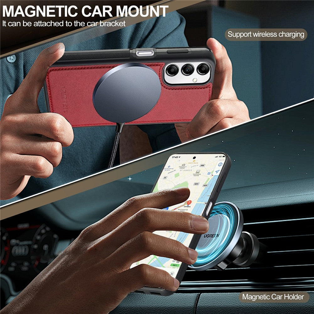LC.IMEEKE For Samsung Galaxy A34 5G Magnetic Case Leather+TPU Back Cover