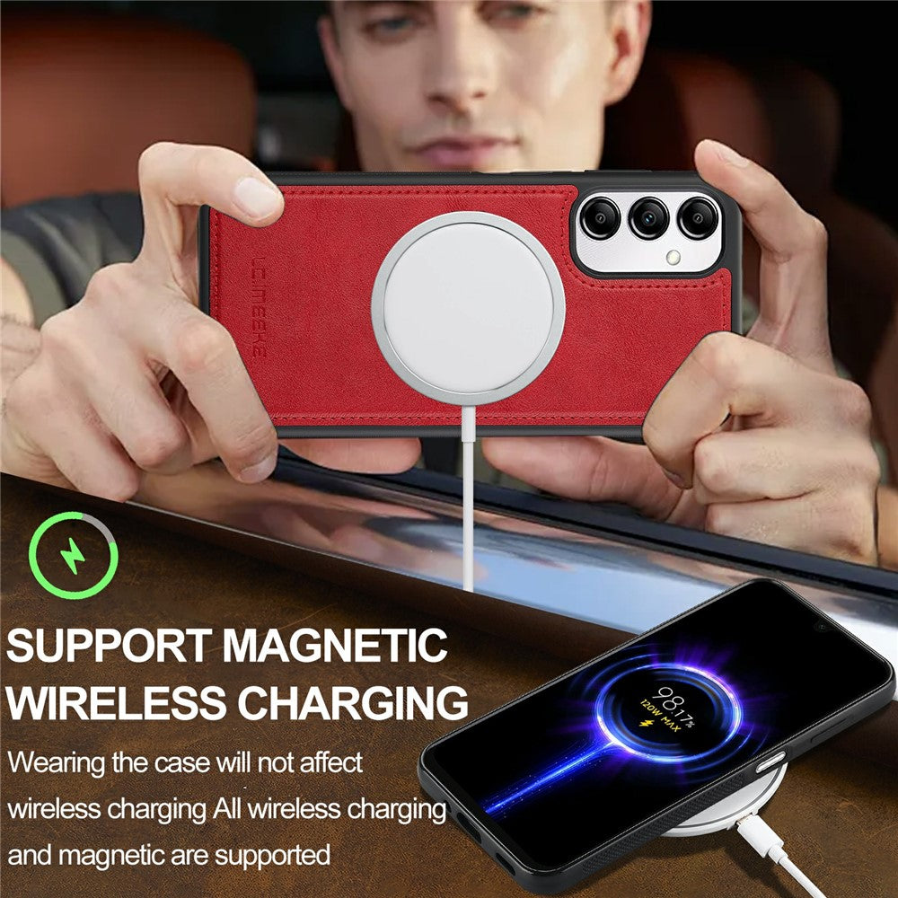 LC.IMEEKE For Samsung Galaxy A34 5G Magnetic Case Leather+TPU Back Cover
