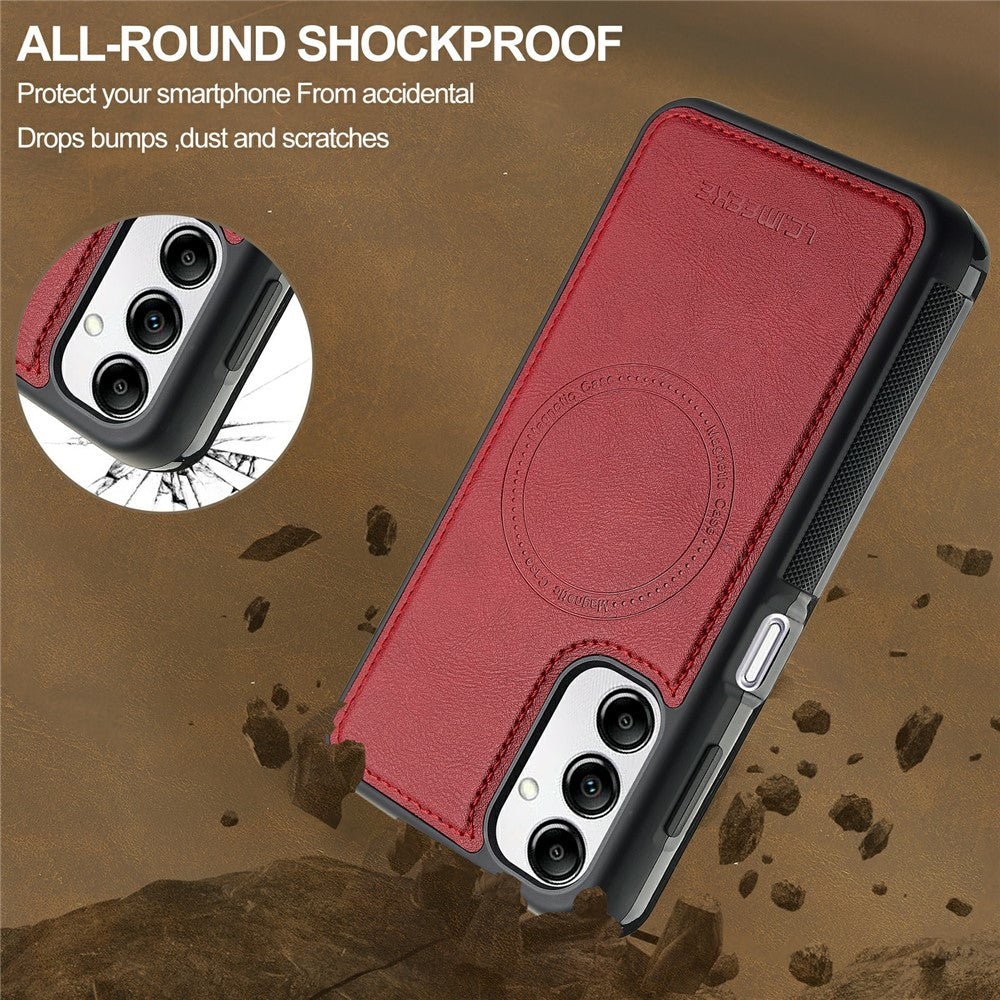 LC.IMEEKE For Samsung Galaxy A34 5G Magnetic Case Leather+TPU Back Cover