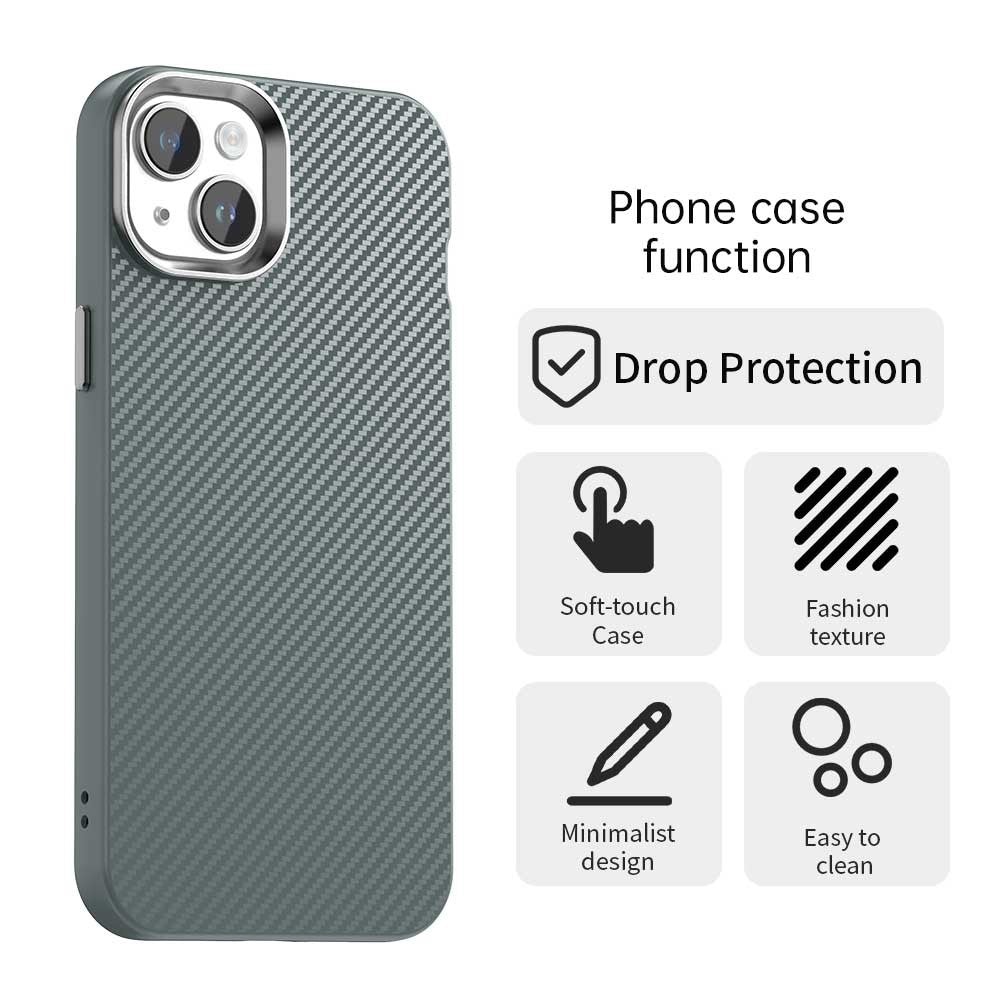 Til iPhone 14 / 13 Cover Hybrid Bagcover med Kulfibertekstur