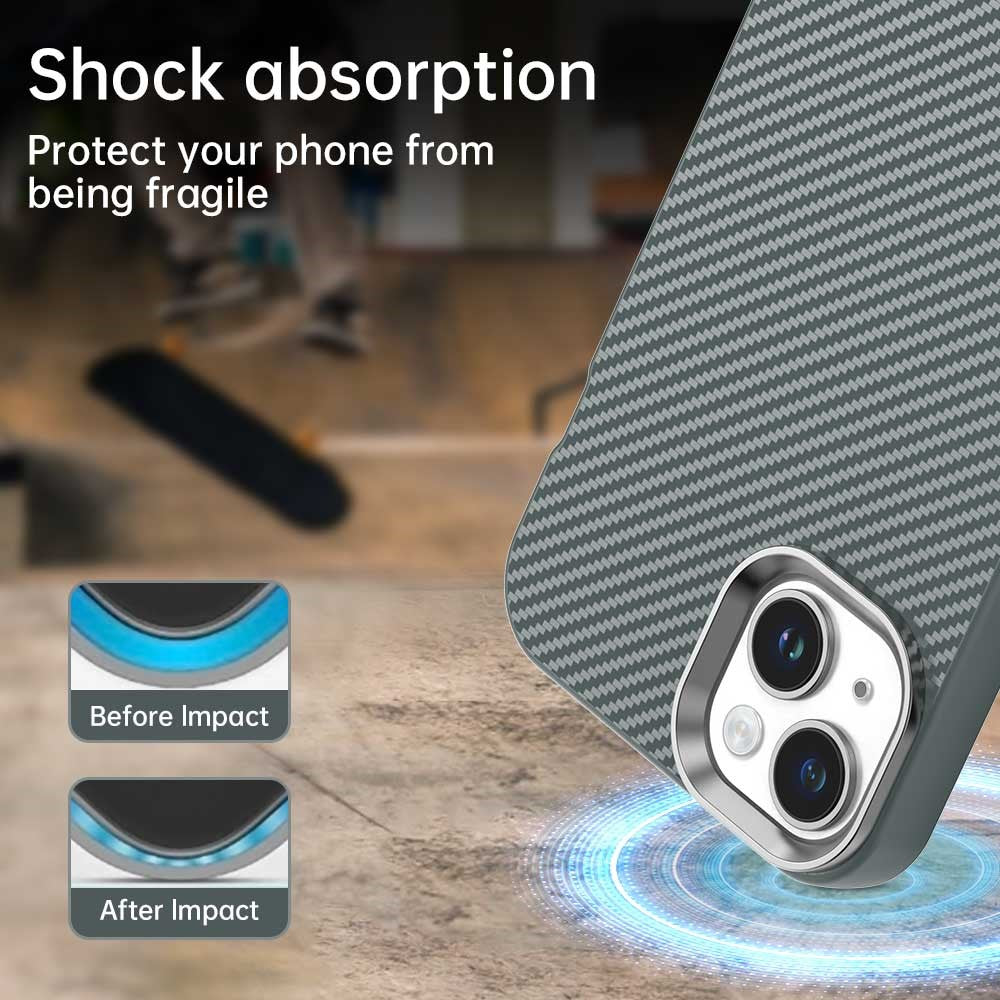 Til iPhone 14 / 13 Cover Hybrid Bagcover med Kulfibertekstur