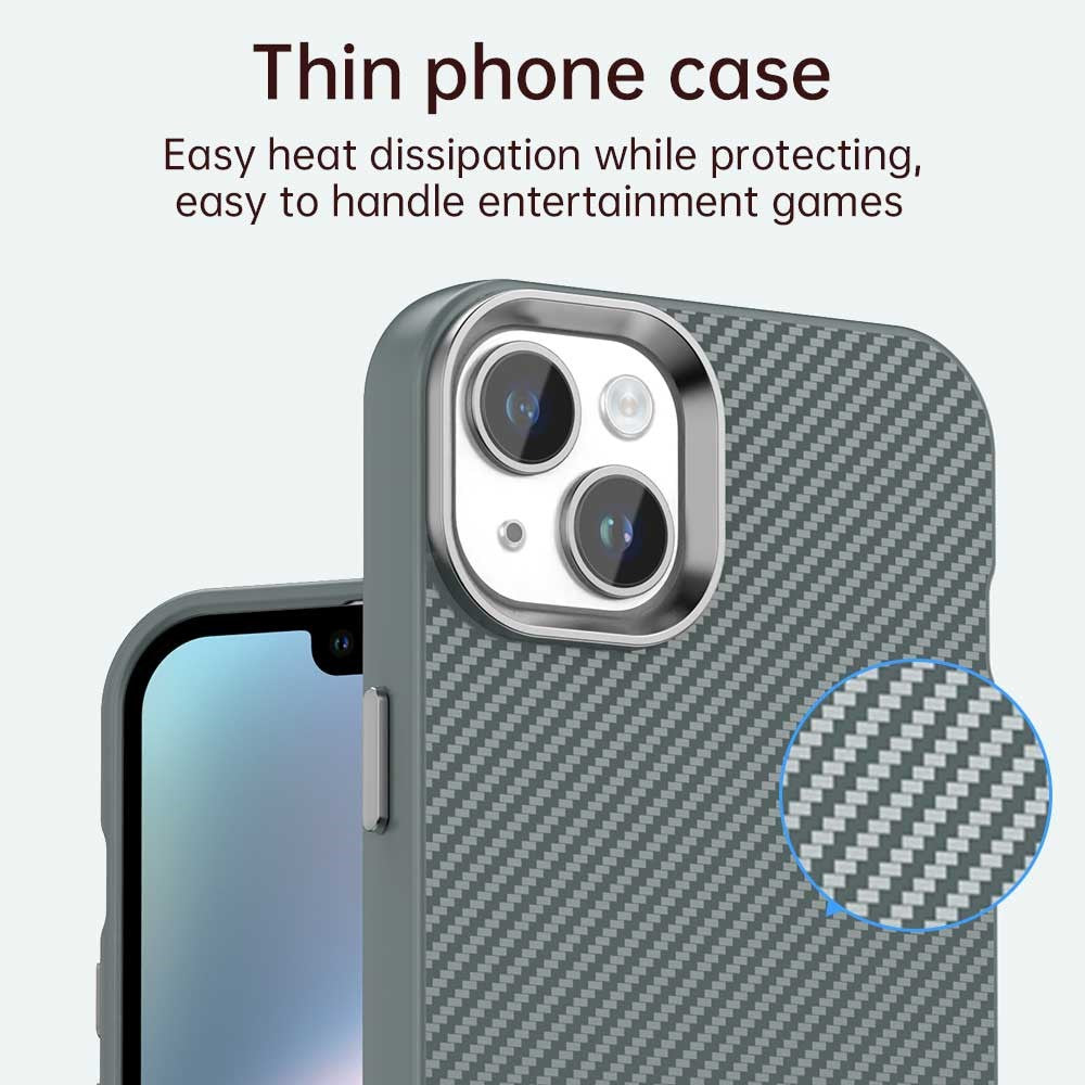 Til iPhone 14 / 13 Cover Hybrid Bagcover med Kulfibertekstur