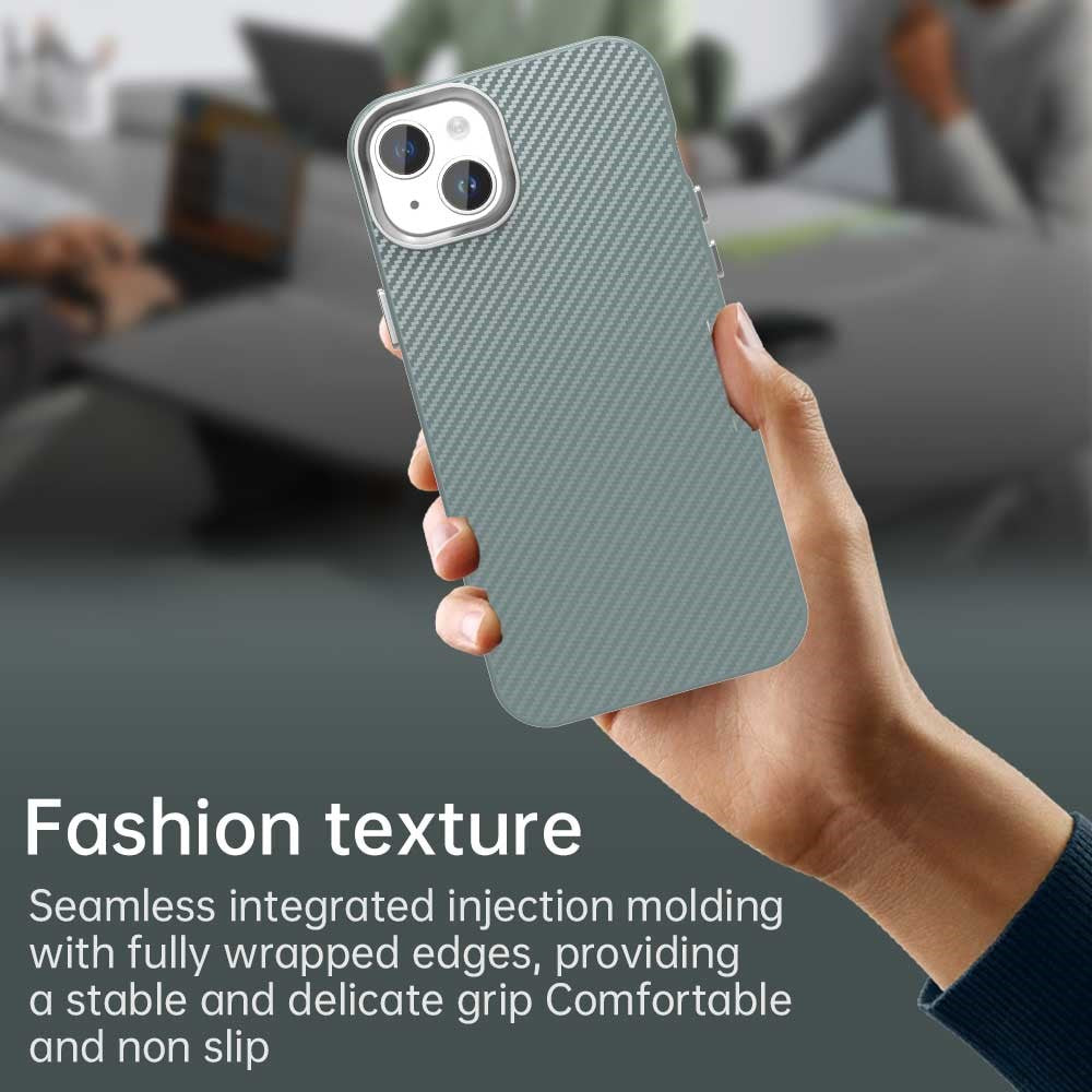 Til iPhone 14 / 13 Cover Hybrid Bagcover med Kulfibertekstur