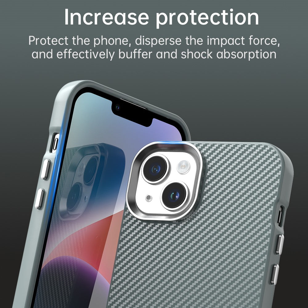 Til iPhone 14 / 13 Cover Hybrid Bagcover med Kulfibertekstur