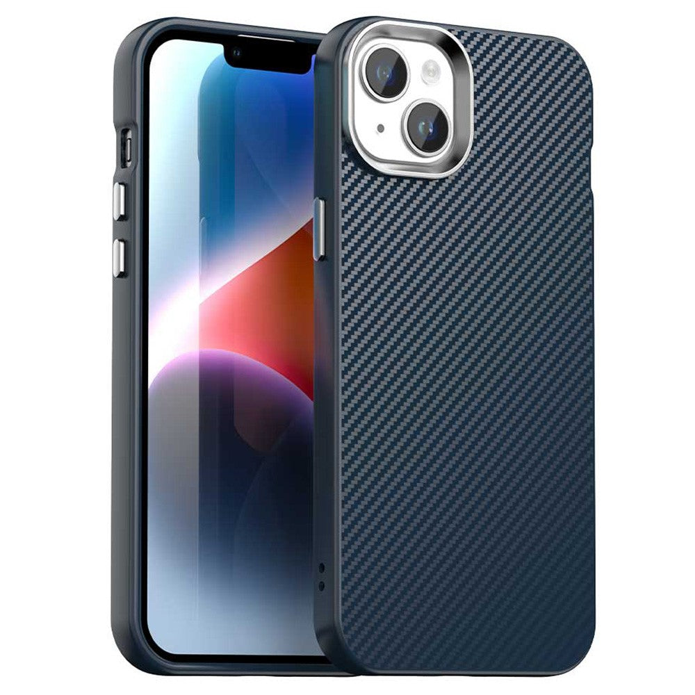Til iPhone 14 / 13 Cover Hybrid Bagcover med Kulfibertekstur