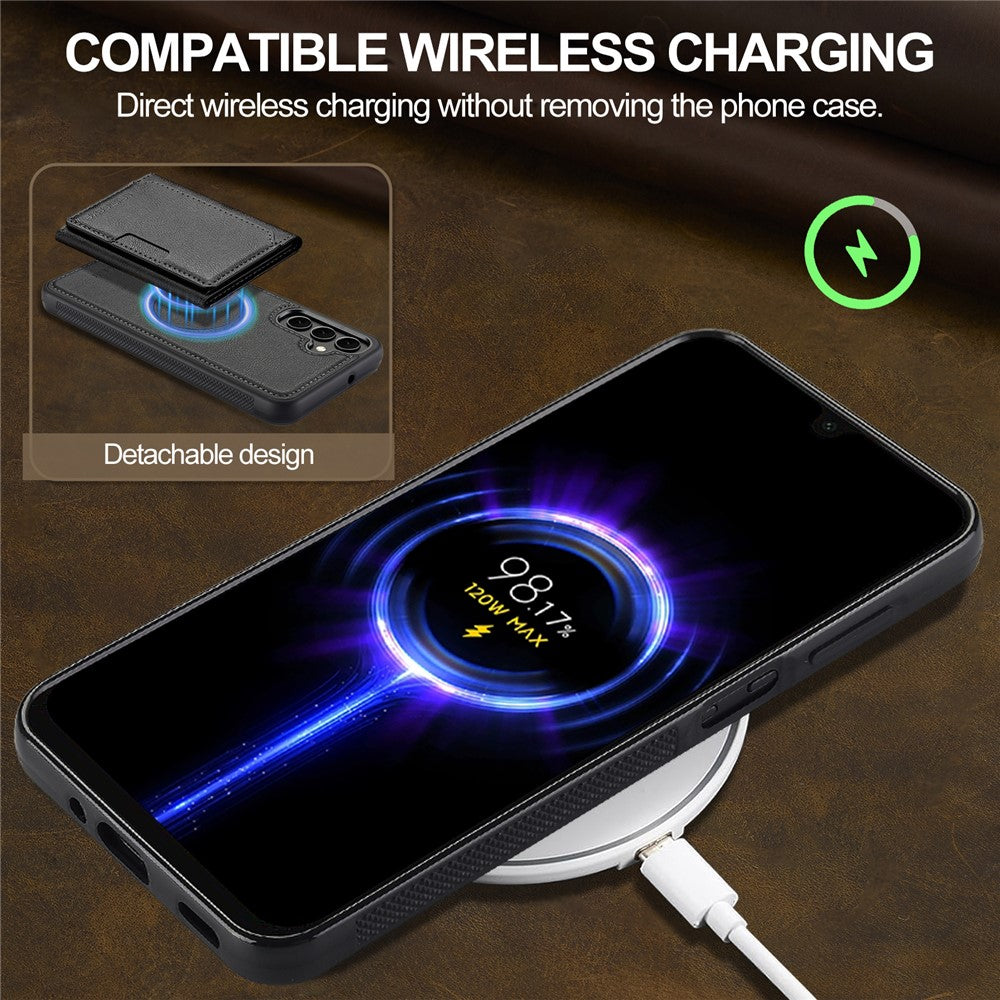 LC.IMEEKE L5 til Samsung Galaxy A55 5G Magnetisk Telefoncover i Læder med Aftagelig Kortholder