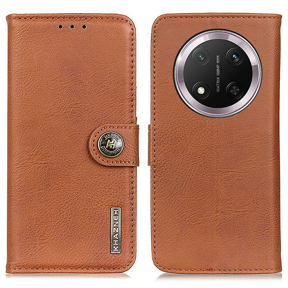 KHAZNEH For Honor Magic7 Lite 5G / X9c 5G / X60 Pro 5G Wallet Case Cowhide Texture Leather Flip Phone Cover
