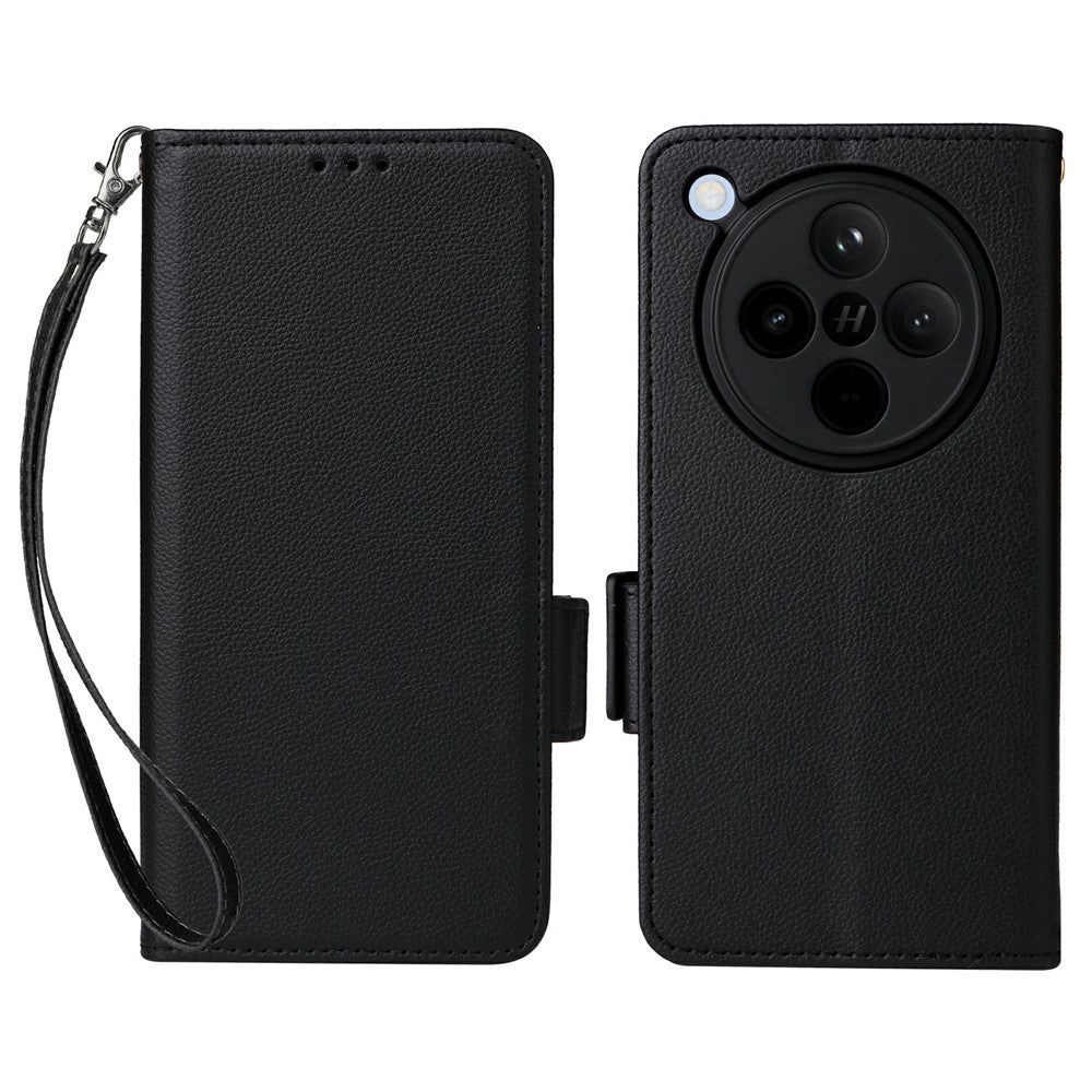 For Oppo Find X8 5G Case with Wrist Strap Litchi Texture PU Leather Wallet Phone Cover
