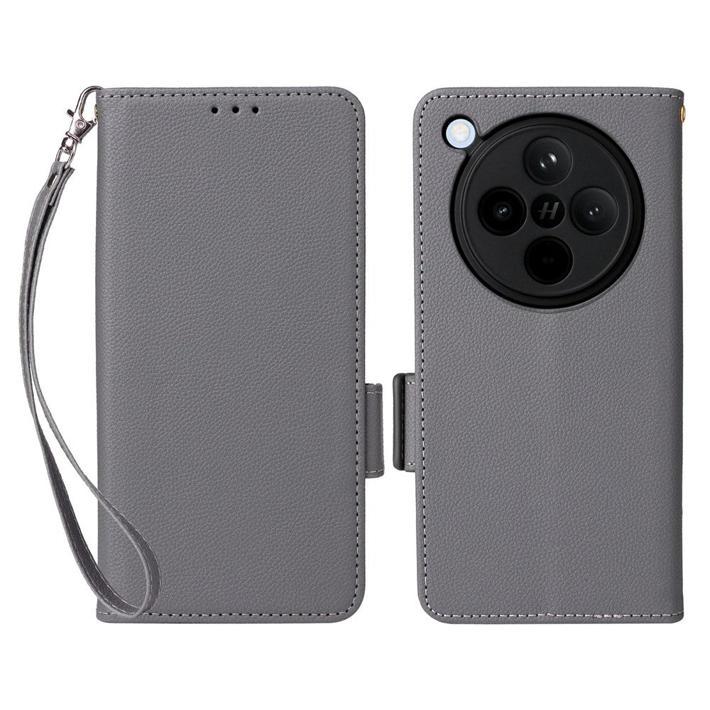 For Oppo Find X8 5G Case with Wrist Strap Litchi Texture PU Leather Wallet Phone Cover