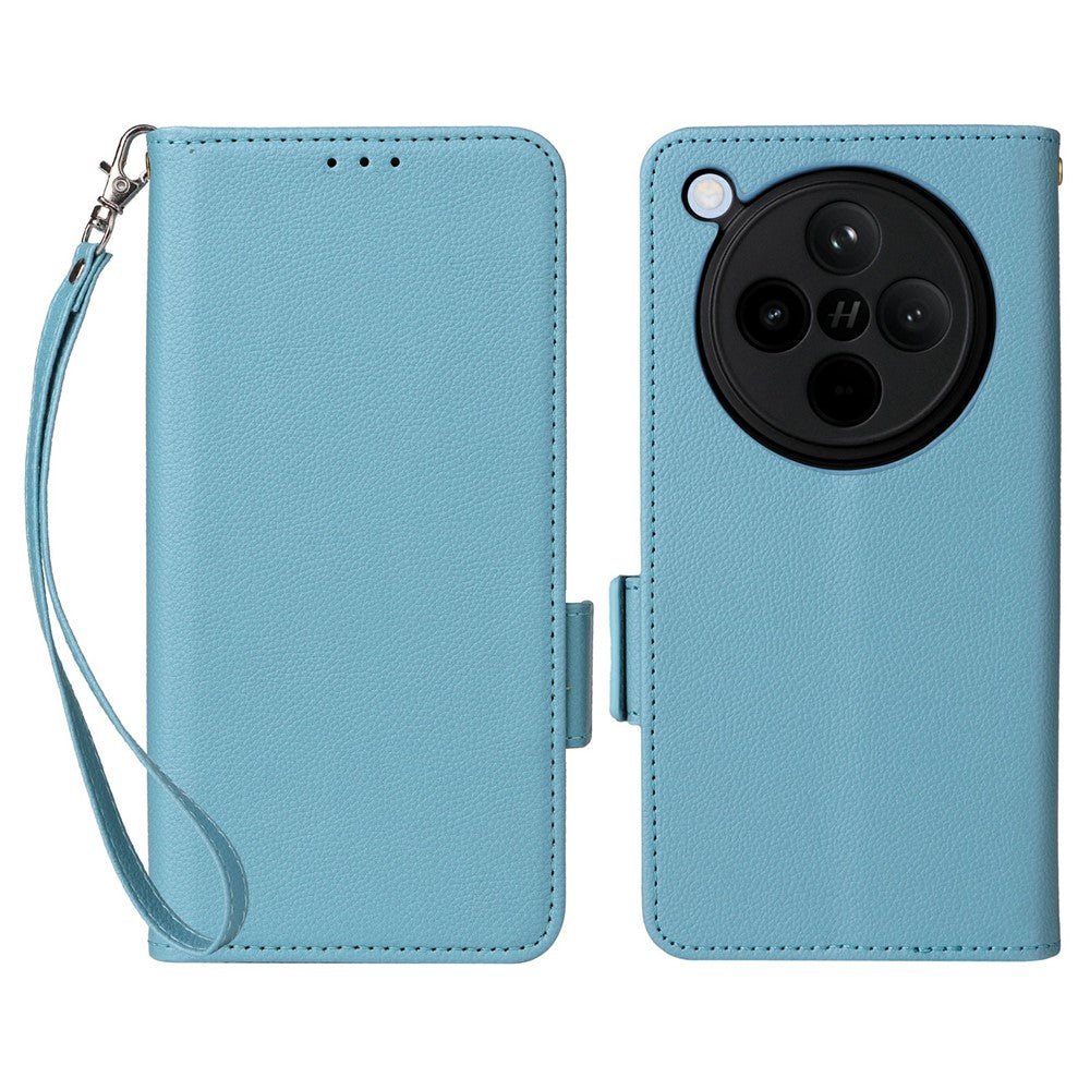 For Oppo Find X8 5G Case with Wrist Strap Litchi Texture PU Leather Wallet Phone Cover