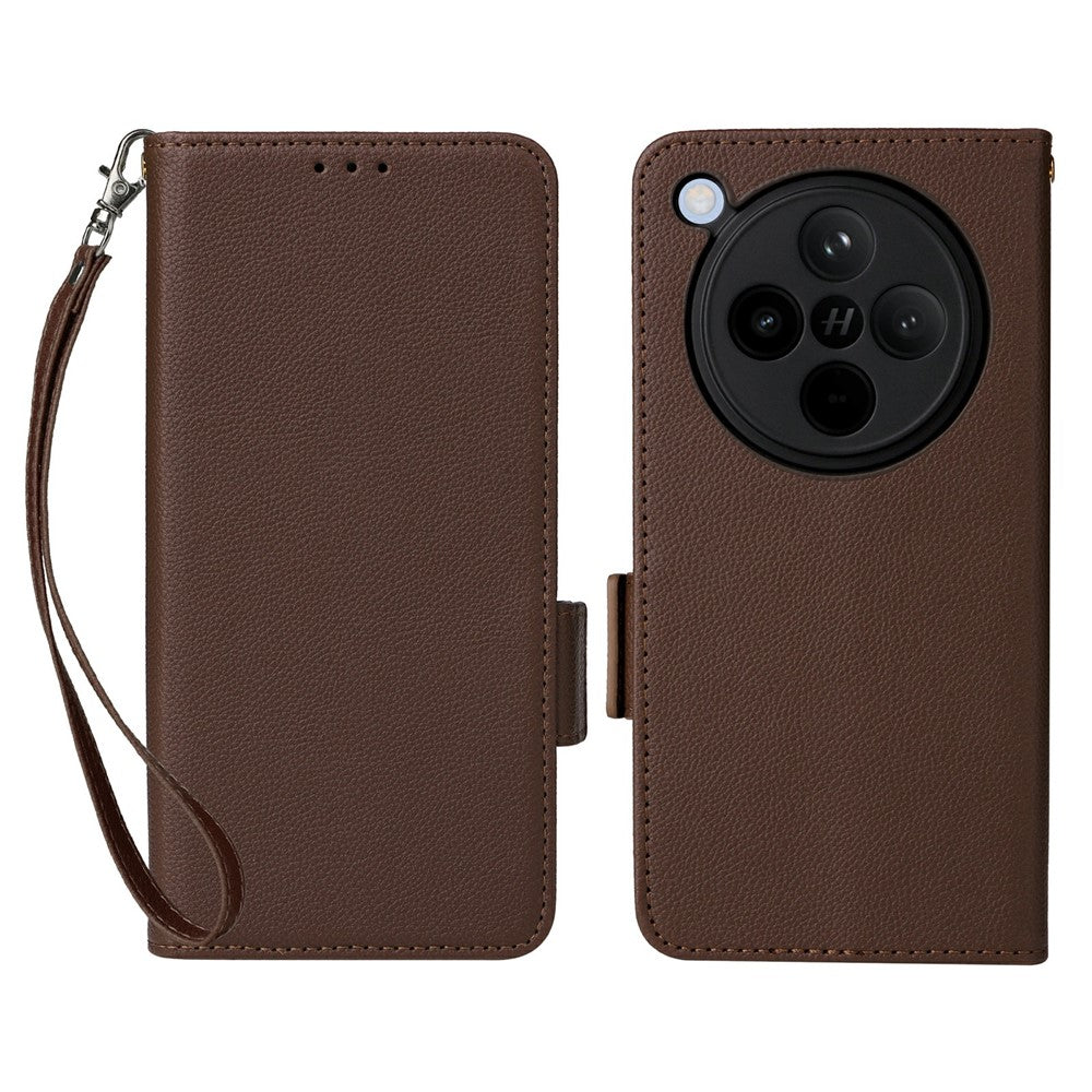 For Oppo Find X8 5G Case with Wrist Strap Litchi Texture PU Leather Wallet Phone Cover