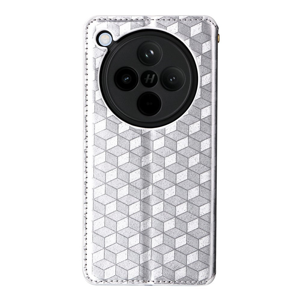 For Oppo Find X8 5G Wallet Case Rhombus Imprinted Leather Phone Cover