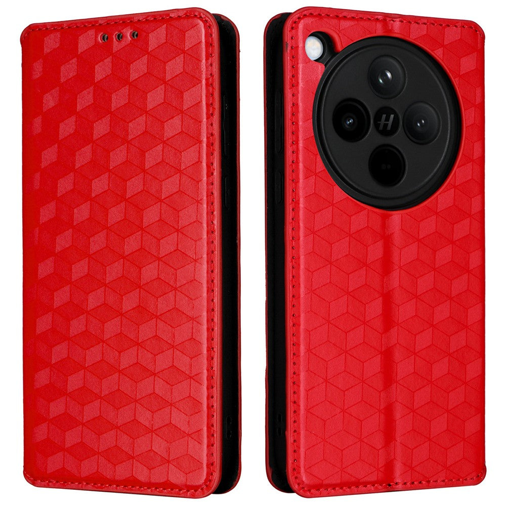 For Oppo Find X8 5G Wallet Case Rhombus Imprinted Leather Phone Cover