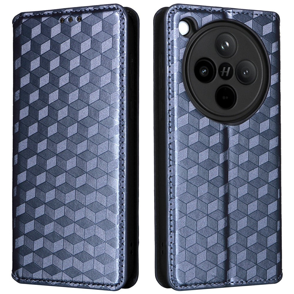 For Oppo Find X8 5G Wallet Case Rhombus Imprinted Leather Phone Cover