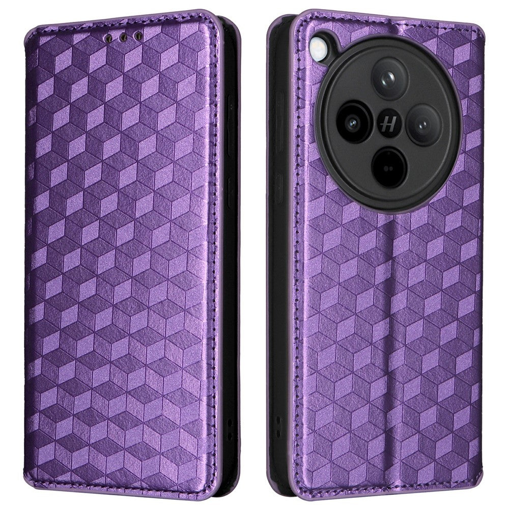 For Oppo Find X8 5G Wallet Case Rhombus Imprinted Leather Phone Cover