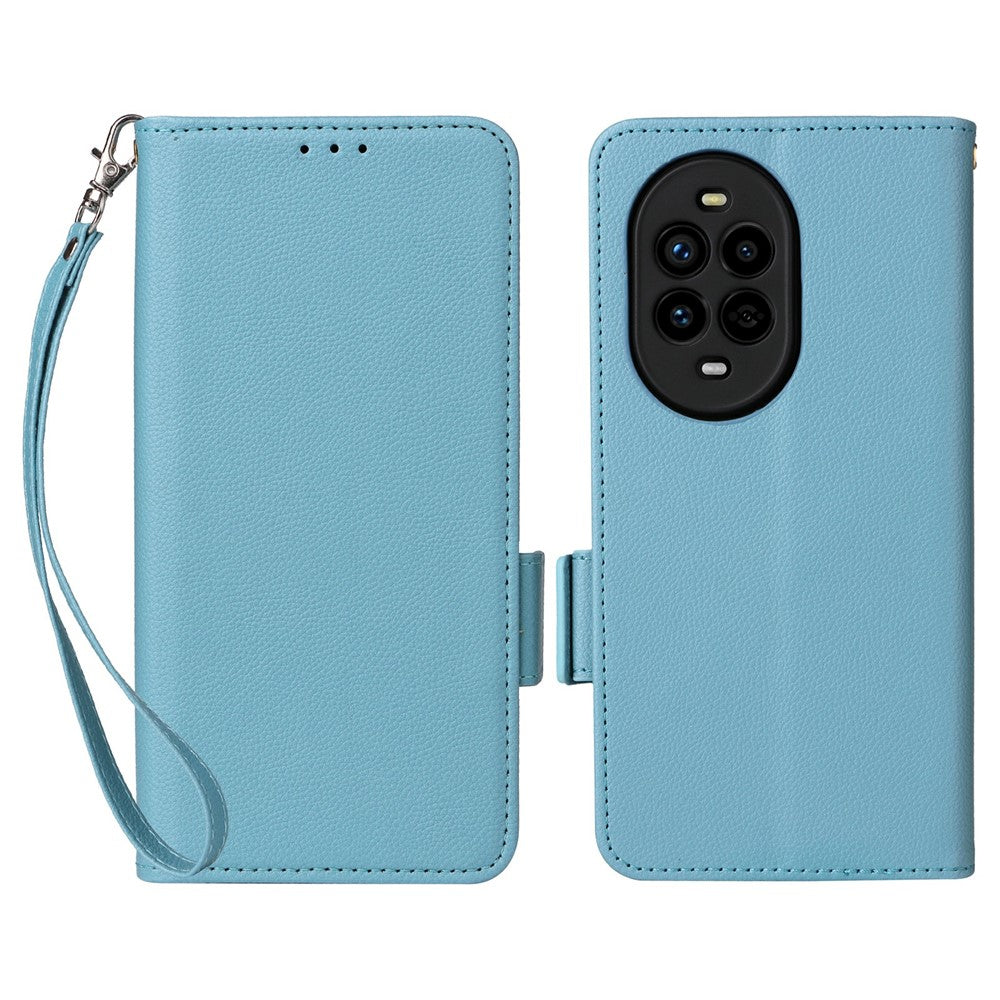 Huawei nova 13 Pro 5G-skal med handledsrem, litchitexturerat PU-läder, plånboksfodral