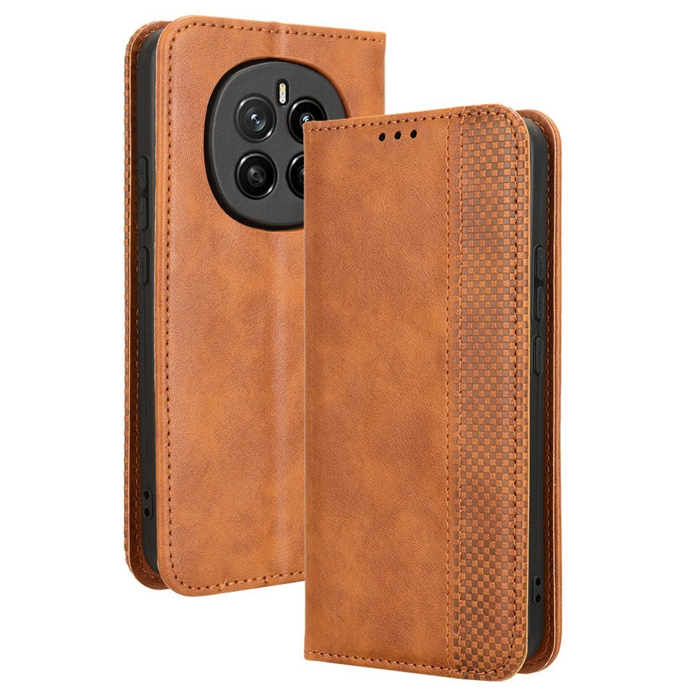 For Honor Magic7 5G Leather Case Wallet Stand Retro Texture Phone Cover