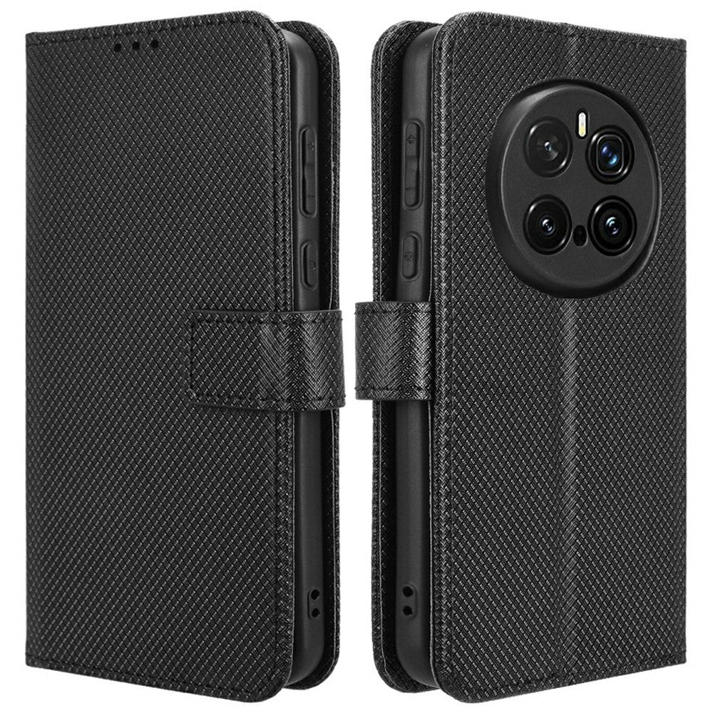 For Honor Magic7 Pro 5G Case PU Leather Diamond Texture Wallet Phone Cover