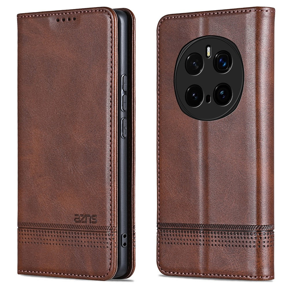 AZNS For Honor Magic7 Pro 5G Case Cowhide Texture PU Leather Wallet Phone Cover