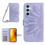 HT04 For Samsung Galaxy A56 5G / M56 5G Case Sunflower Imprint PU Leather Phone Cover with Long Strap