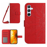 HT04 For Samsung Galaxy A56 5G / M56 5G Case Sunflower Imprint PU Leather Phone Cover with Long Strap