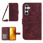 HT04 For Samsung Galaxy A56 5G / M56 5G Case Sunflower Imprint PU Leather Phone Cover with Long Strap