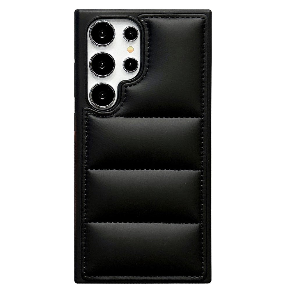 For Samsung Galaxy S23 Ultra Case Puffer Jacket Leather+TPU Soft Touch Phone Cover