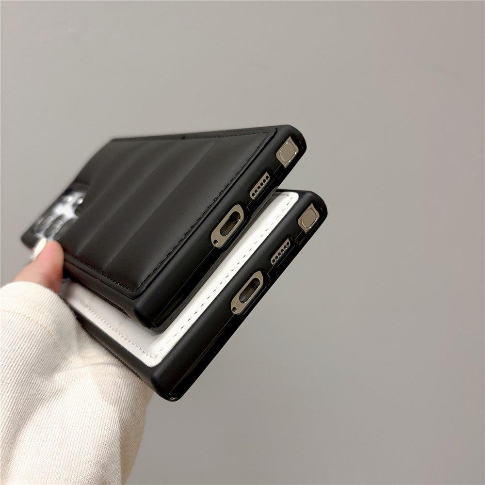For Samsung Galaxy S23 Ultra Case Puffer Jacket Leather+TPU Soft Touch Phone Cover