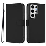 For Samsung Galaxy S24 Ultra Case Solid Color Wallet Leather Phone Cover with Strap