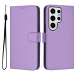 For Samsung Galaxy S24 Ultra Case Solid Color Wallet Leather Phone Cover with Strap