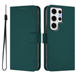 For Samsung Galaxy S24 Ultra Case Solid Color Wallet Leather Phone Cover with Strap