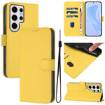 For Samsung Galaxy S24 Ultra Case Solid Color Wallet Leather Phone Cover with Strap