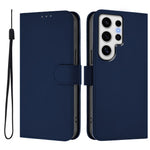 For Samsung Galaxy S24 Ultra Case Solid Color Wallet Leather Phone Cover with Strap