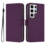 For Samsung Galaxy S24 Ultra Case Solid Color Wallet Leather Phone Cover with Strap