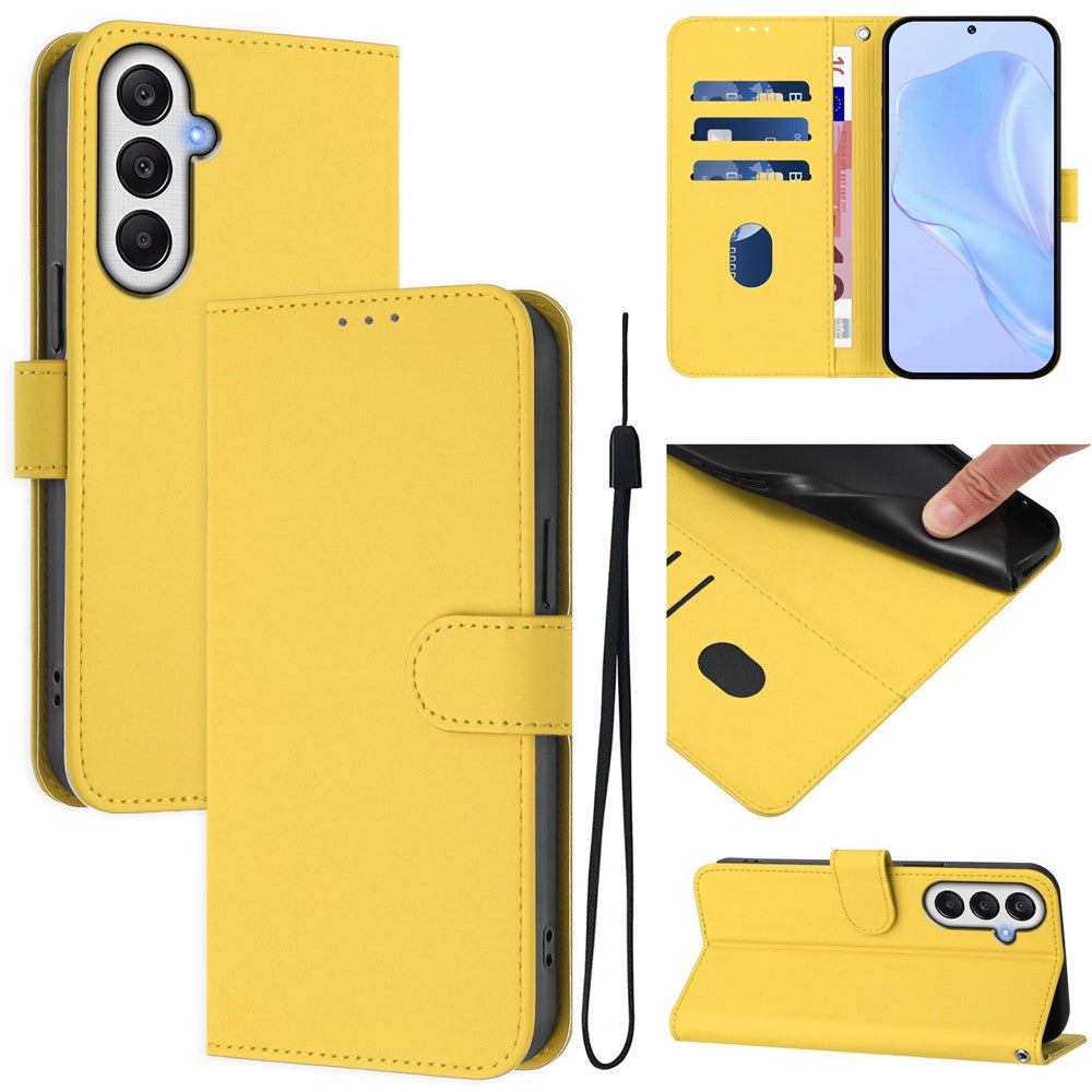 Til Samsung Galaxy A55 5G Cover Ensfarvet Pung Læder Telefoncover med Rem
