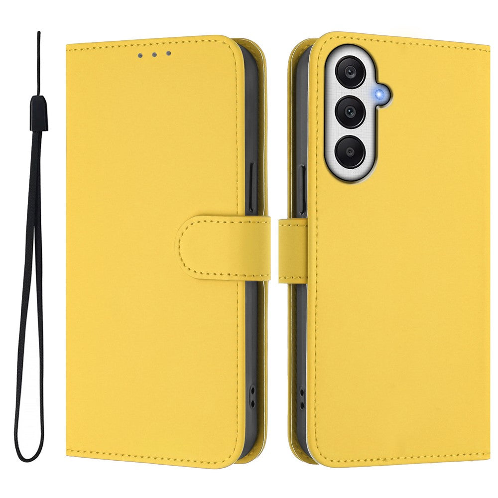 Til Samsung Galaxy A55 5G Cover Ensfarvet Pung Læder Telefoncover med Rem