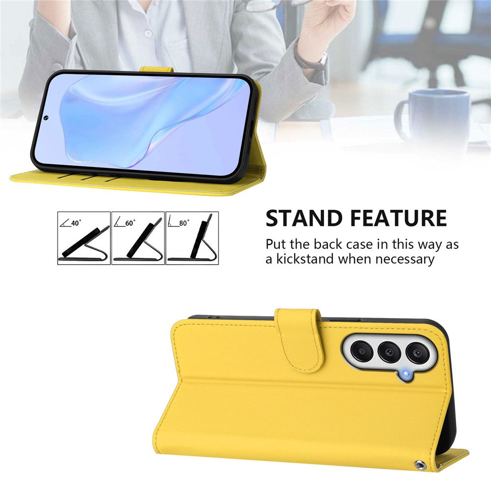 Til Samsung Galaxy A55 5G Cover Ensfarvet Pung Læder Telefoncover med Rem