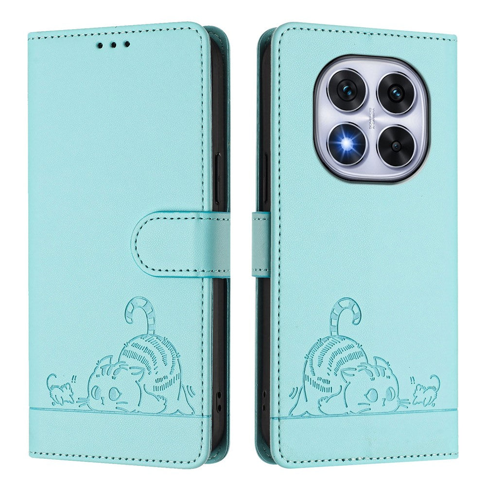 For Xiaomi Redmi Note 14 Pro+ 5G / 14 Pro 5G / Poco X7 5G Case with Strap RFID Blocking Leather Wallet Phone Cover Cat Mouse Pattern