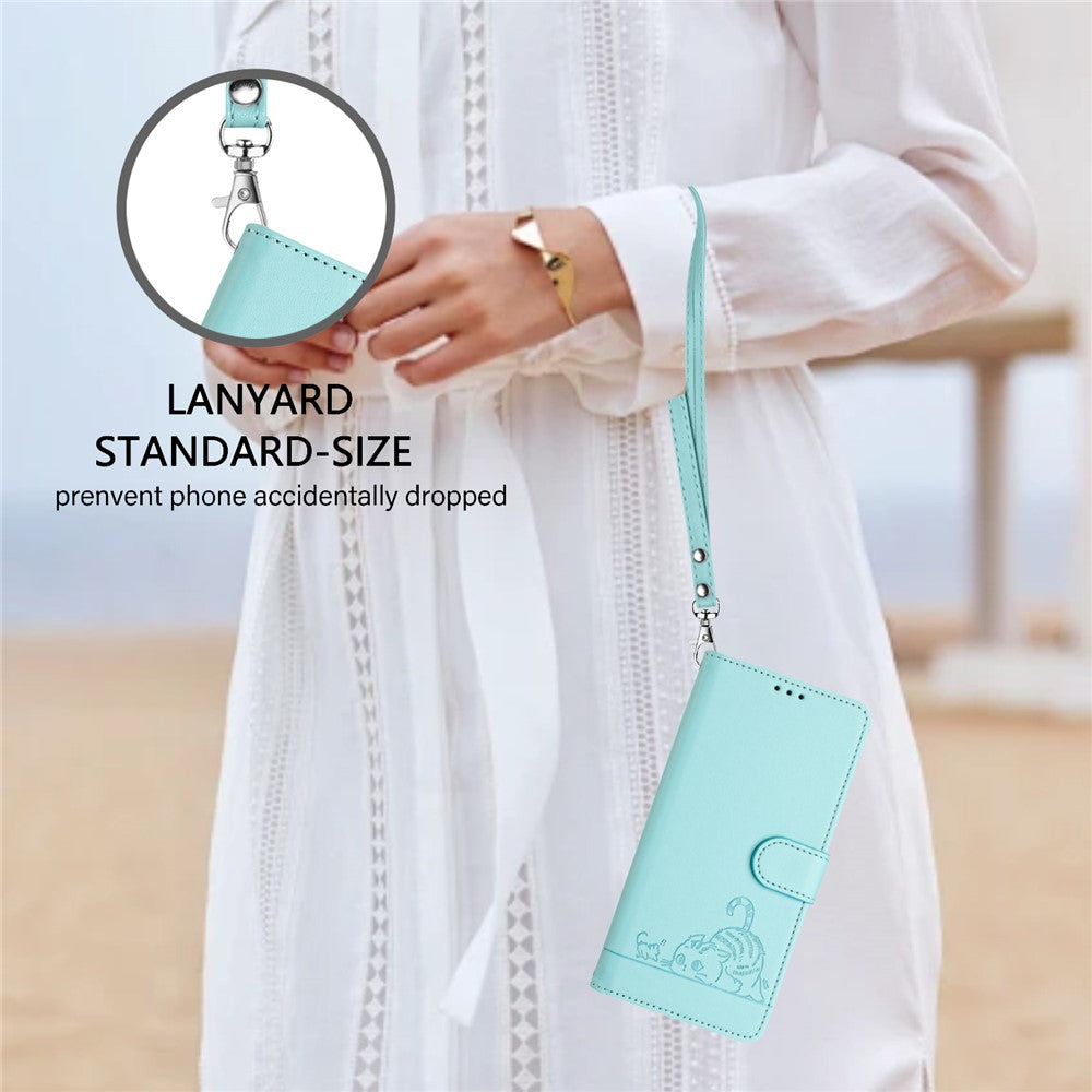 For Xiaomi Redmi Note 14 Pro+ 5G / 14 Pro 5G / Poco X7 5G Case with Strap RFID Blocking Leather Wallet Phone Cover Cat Mouse Pattern