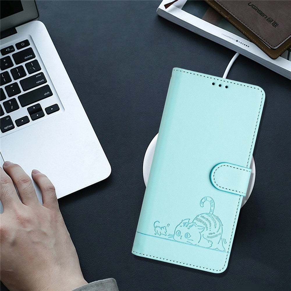 For Xiaomi Redmi Note 14 Pro+ 5G / 14 Pro 5G / Poco X7 5G Case with Strap RFID Blocking Leather Wallet Phone Cover Cat Mouse Pattern