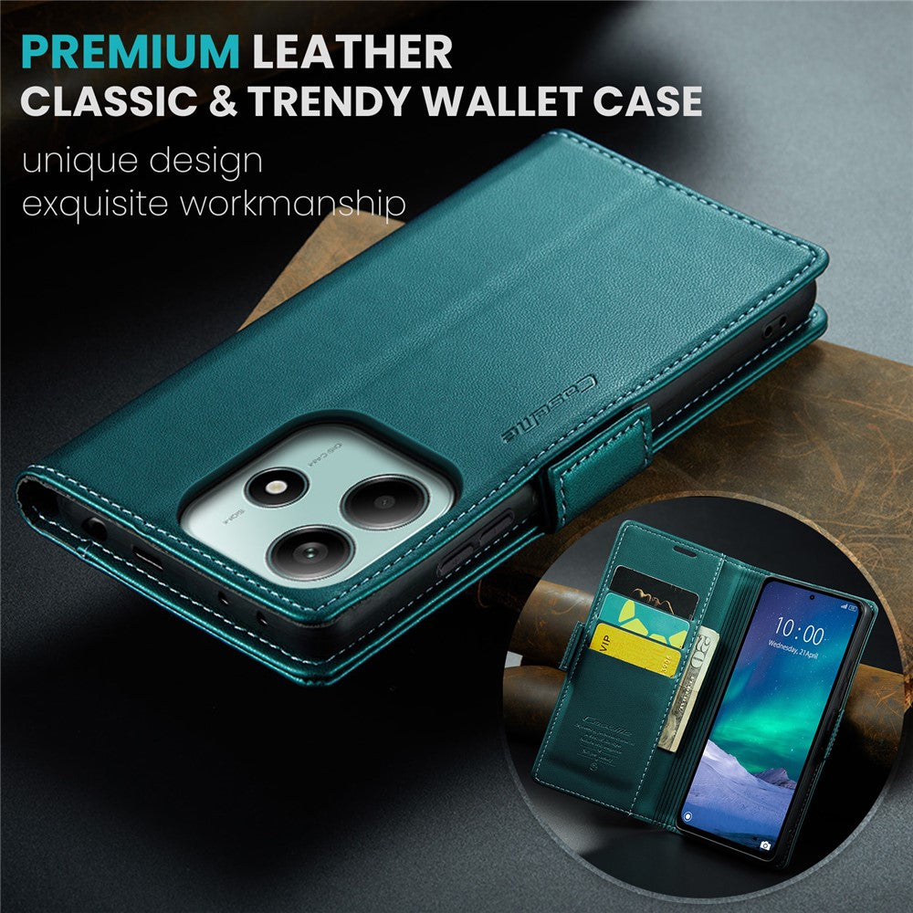 CASEME For Xiaomi Redmi Note 14 5G Leather Case  023 RFID Blocking 3 Card Slot Mobile Cover