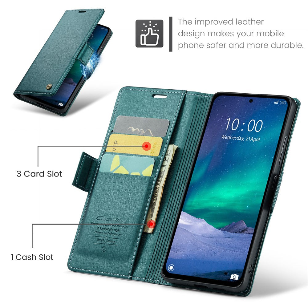 CASEME For Xiaomi Redmi Note 14 5G Leather Case  023 RFID Blocking 3 Card Slot Mobile Cover