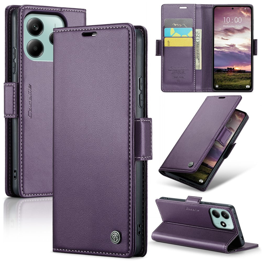 CASEME For Xiaomi Redmi Note 14 5G Leather Case  023 RFID Blocking 3 Card Slot Mobile Cover