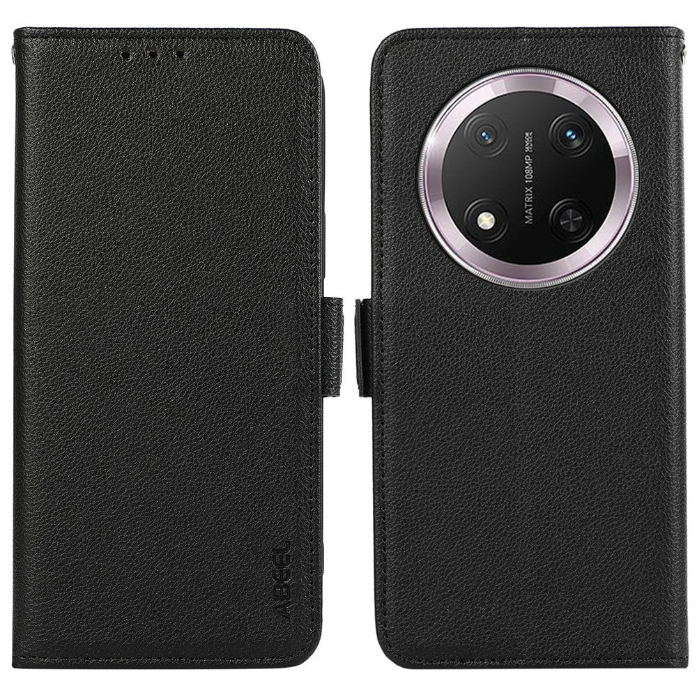ABEEL For Honor Magic7 Lite 5G / X9c 5G / X60 Pro 5G Case Litchi Texture Leather RFID Blocking Phone Cover