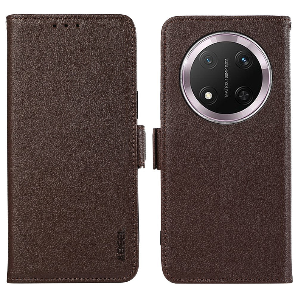 ABEEL For Honor Magic7 Lite 5G / X9c 5G / X60 Pro 5G Case Litchi Texture Leather RFID Blocking Phone Cover