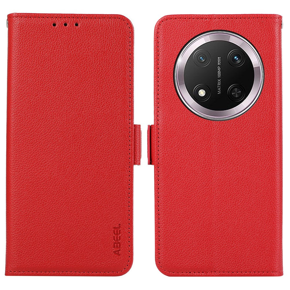 ABEEL For Honor Magic7 Lite 5G / X9c 5G / X60 Pro 5G Case Litchi Texture Leather RFID Blocking Phone Cover
