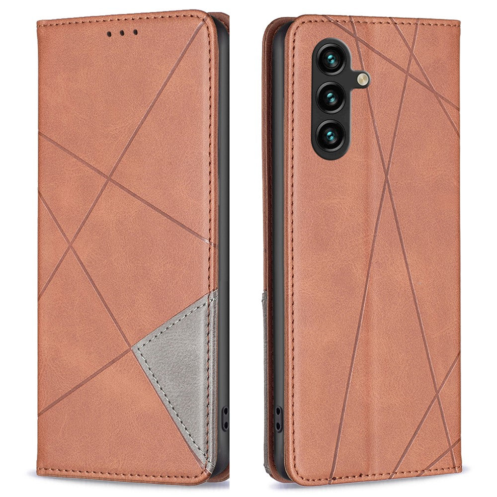 For Samsung Galaxy A26 5G Case Card Slots Geometry Imprint Leather Phone Cover