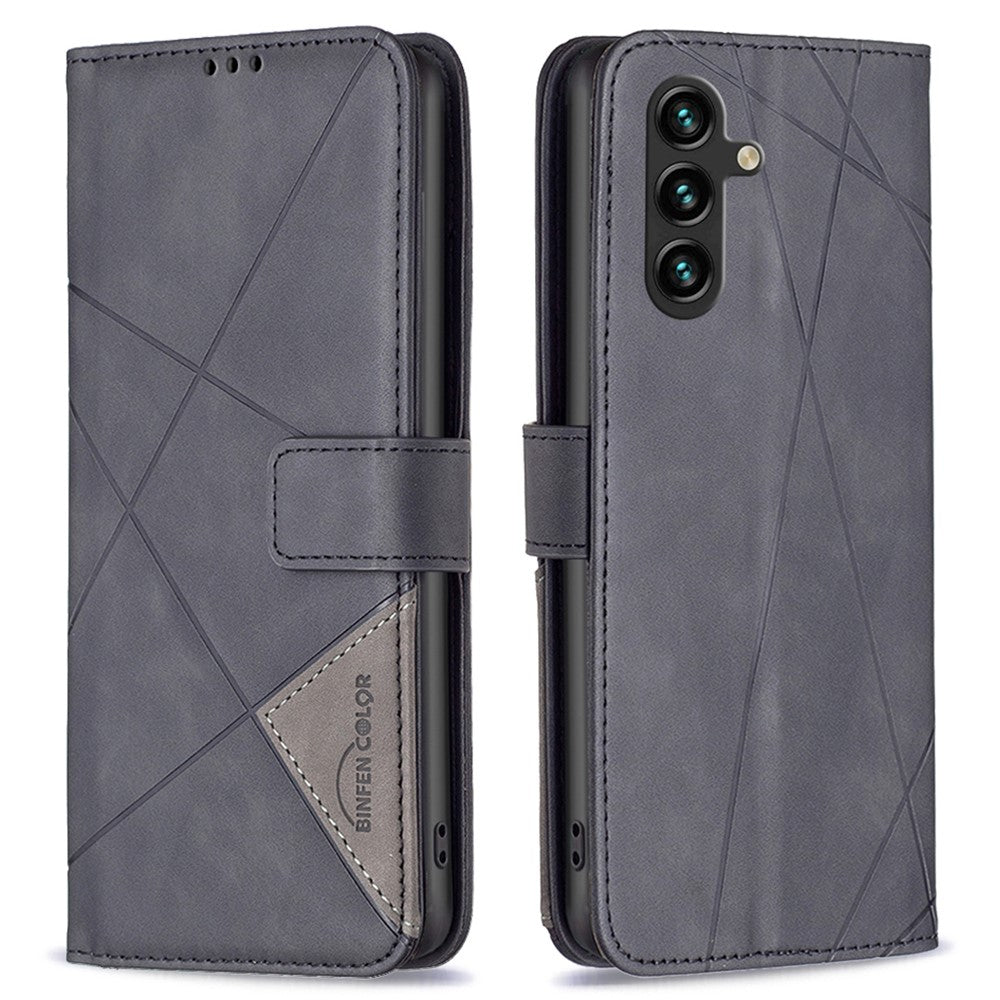 BINFEN COLOR til Samsung Galaxy A26 5G Telefonetuier Pung Stander Geometri Præget Lædercover