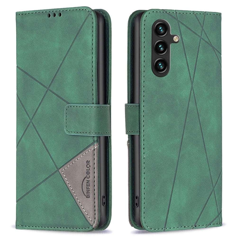 BINFEN COLOR til Samsung Galaxy A26 5G Telefonetuier Pung Stander Geometri Præget Lædercover