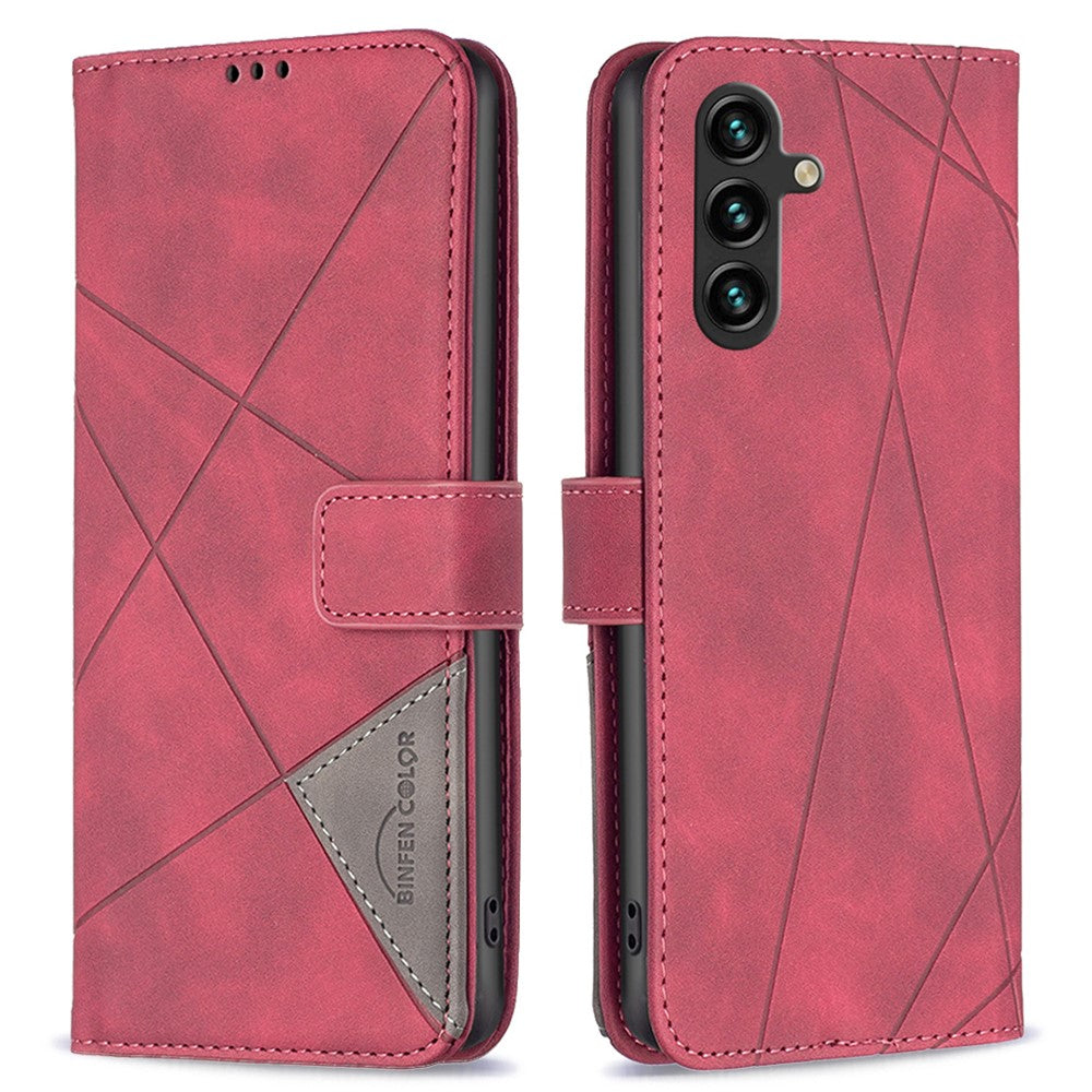 BINFEN COLOR til Samsung Galaxy A26 5G Telefonetuier Pung Stander Geometri Præget Lædercover